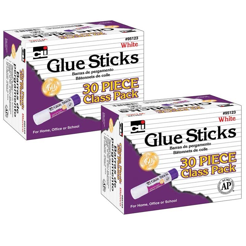 CLI Washable Removable Glue Sticks by Charles Leonard – One Size, Clear, White, Model CHL95123-2