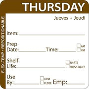 HUBERT Thursday Labels Brown Flex-Temp Repositional - 2" Square, 500 Per Roll
