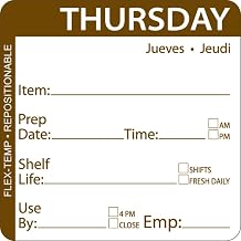 HUBERT Thursday Labels Brown Flex-Temp Repositional - 2" Square, 500 Per Roll