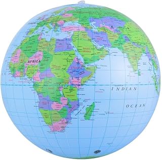Garneck Inflatable Globe Ball: 12 Inch Pvc World Map Ball Educational Play Stress Relief Bounce Geography for Kids Learning Teaching