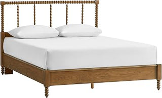 Crosley Furniture Traditional Lucille Queen Size Bed Set Headboard, Footboard, Rails, Bobbin Spindles, Brown