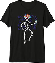 Day of Dead Skeleton Sombrero Fiesta Folk Art Premium Tri-Blend T-Shirt