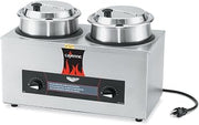 Vollrath 72040 Cayenne Twin Well Countertop Rethermalizer with Insets and Hinged Covers, 4 Quart, 120v