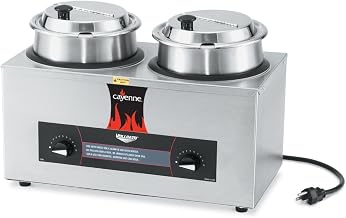 Vollrath 72040 Cayenne Twin Well Countertop Rethermalizer with Insets and Hinged Covers, 4 Quart, 120v
