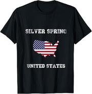 Retro Silver Spring USA Distressed USA Flag T-Shirt