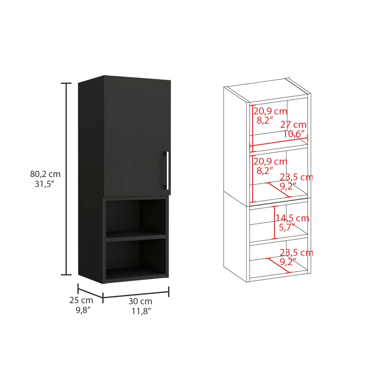 Madrid Medicine Cabinet by Tuhome – Small, Engineered Wood, Black, Model MLW7949