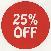 Price Labels with Percent Off Red with White Imprint - 3/4 Dia 1000 Per Roll