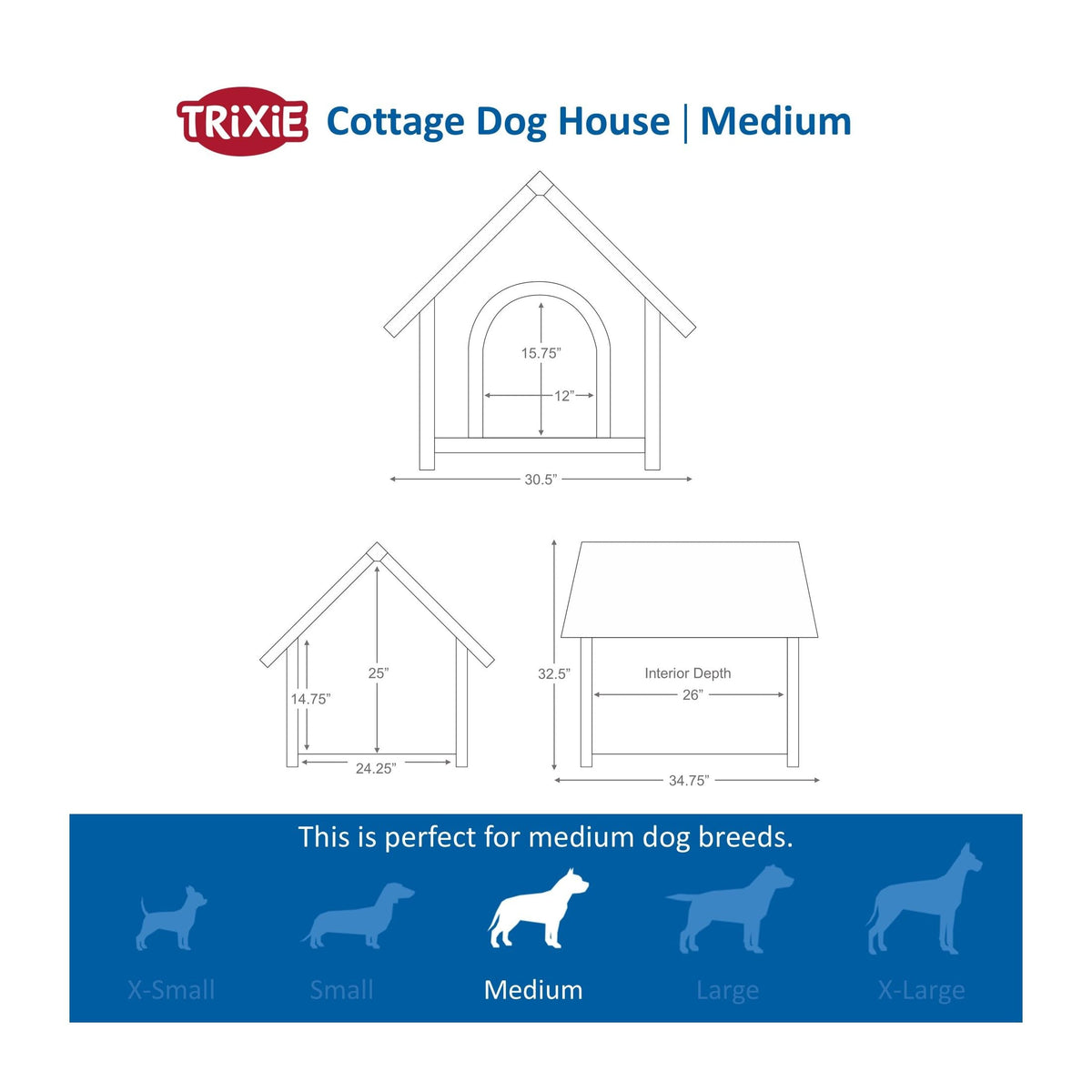 TRIXIE Brown / Medium / Cottage Dog Houses