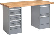 Global Industrial 72" W x 30" D Workbench, 1-3/4" Maple Butcher Block Square Edge, 2 Drawer/4 Drawer