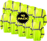 OccuNomix LUX-LSETP3B-YM Classic Standard Long Sleeve Wicking Birdseye T-Shirt with Pocket, Class 3, 100% ANSI Wicking Polyester Birdseye, Medium, Yellow (High Visibility), Pack of 10