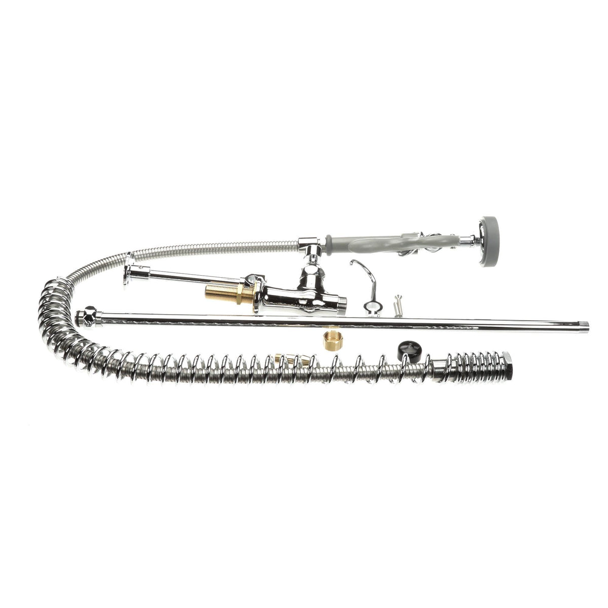 Pre-Rinse Spring Action Deck Mount Single Temperature Control Wall Bracket by T&S Brass – Polished Chrome, Model B-2285-B