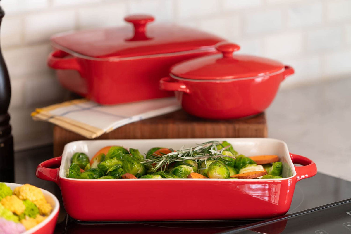 10 Strawberry Street Red / 12" & 9.5" / Rectangle Bake & Serve Sets