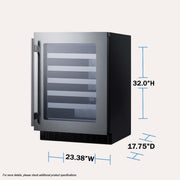 Summit Appliance Stainless Steel / 32.0" H x 23.38" W x 17.75" D / 3.25 cubic_feet Built-In Wine Cellars
