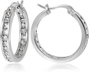 Sterling Silver Channel Set 20mm Round Hoop Earrings with European Crystals