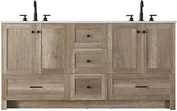 Elegant Kitchen and Bath 66" Double Bathroom Vanity in Natural Oak
