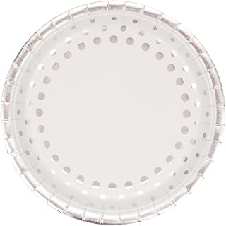 Creative Converting Disposable Sparkle and Shine Silver Plate, Party Supplies, 9", Silver & White, 8ct