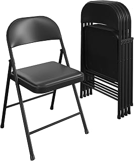 Cosco SmartFold Vinyl Folding Chair, 4-Pack, Black