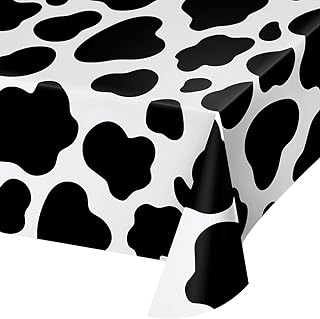 Creative Converting Party Supplies, Cow Print Plastic Tablecover, Tableware, 54 x 108", Multicolor, 1ct