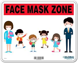 Global Industrial Face Mask Zone Sign, 10"W x 8''H, Plastic