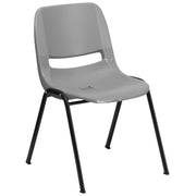 Ergonomic Shell Stack Chair by Global Industrial – Grey, Pack of 4, Model RUT-EO1-GY-GG