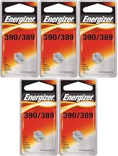 Energizer 389 Button Cell Silver Oxide SR1130W Watch Battery Pack of 5 Batteries
