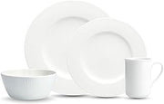 Fortessa Amanda Porcelain 16 Piece Dinnerware Set, Service for 4, White