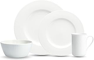 Fortessa Amanda Porcelain 16 Piece Dinnerware Set, Service for 4, White