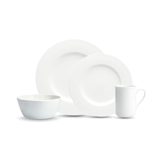 Amanda Porcelain 16 Piece Dinnerware Set by Fortessa – Service for 4, Porcelain, White, Pack of 16, Model 7000.FFD.16SET