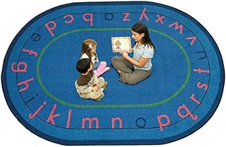 Joy Carpets Montessori Alphabet Rug, Multi, 7'8" x 10'9" Oval