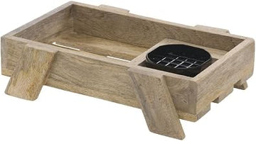 HUBERT Thermal Coffee Airpot Stand Mango Wood Single Airpot Holder - 9" L x 13 1/2" W x 3 1/4" H