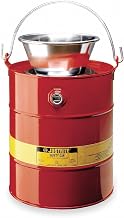 Justrite 10903 Steel Drain Can with Plated Steel Funnel, 11L Capacity