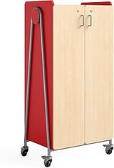 Safco Products 3935RED Whiffle Typical 15, Double Column 14-Tote 2-Shelf Doored Rolling Storage Cart with Magnetic Dry-Erase Back, Red, 60" H, Tall