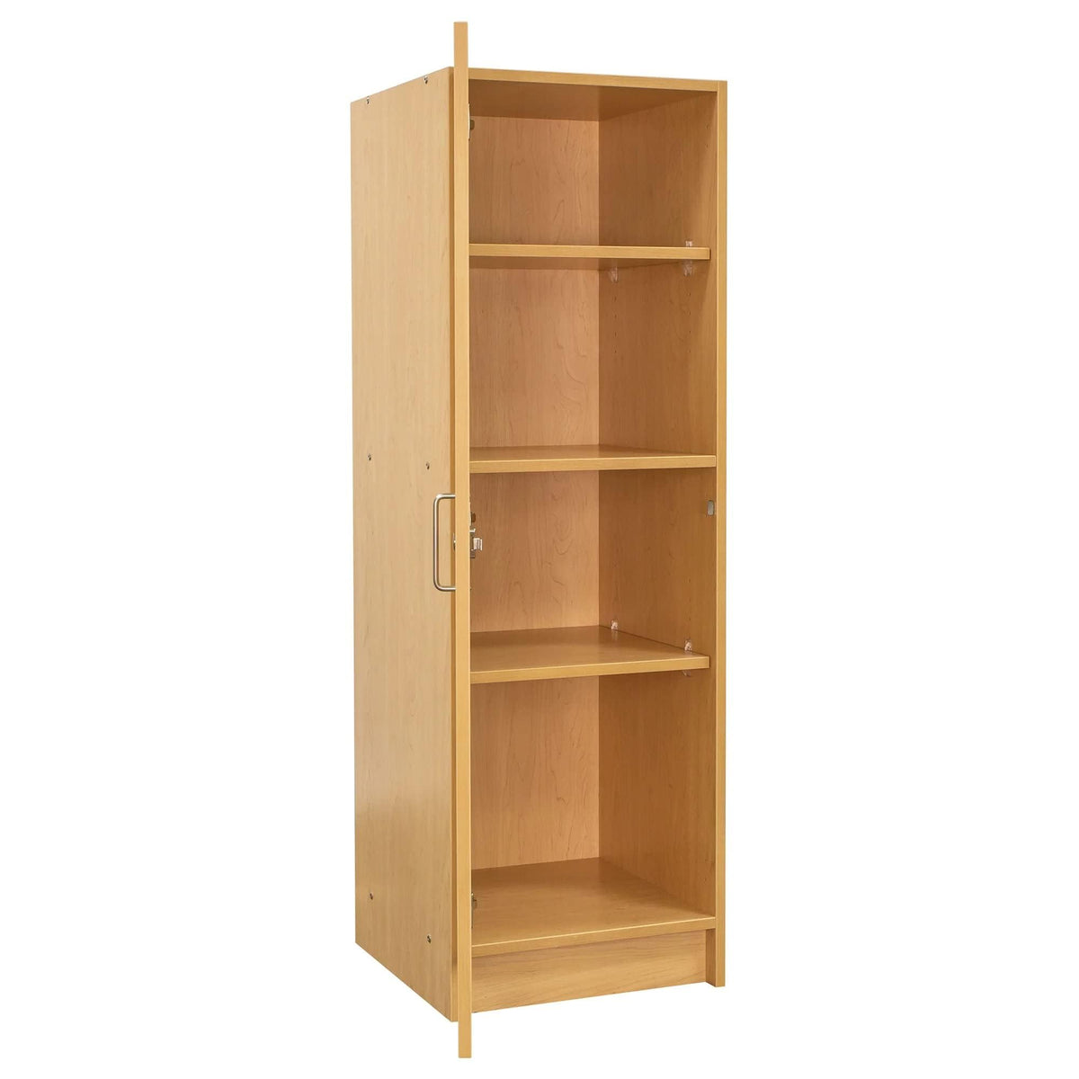 Single-Door Tall Cabinet (Fully Assembled by Tot Mate – 3/4" Thick Industrial Grade Wood Composite Core With Laminate Surfacing, Maple/Maple, Model TM2084