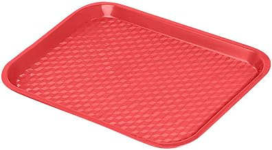 BPA-Free Cafeteria / Fast Food Tray by GET – 12" x 16", Polypropylene, Red, Pack of 12, Model FT-16-R