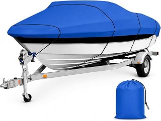 Boat Cover Compatible with Thunder Jet Luxor 20 | Made of High Density Oxford Fabric with Silver Coating Heat Insulation Outdoor Storage