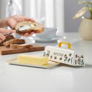 KooK Ceramic Butter Keeper with Lid, Meadow Pattern, Regular Size