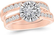 2.7 Carat Classic Channel Set Wedding Set Bridal Band & Diamond Engagement Ring with a 2 Carat Moissanite Center