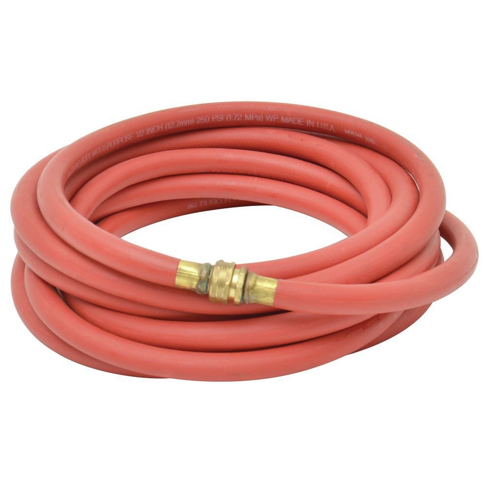 Thaman Rubber Red Rubber Hot Water Hose with Coupling - 1/2"Dia x 25'L by THE THAMAN RUBBER CO. – Rubber, Red, Model 32041331-1/2X25