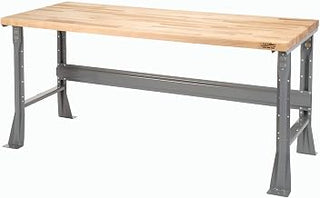 Global Industrial Fixed Height Workbench Flared Leg, 72" W x 36" D x 34" H, 1-3/4" Maple Top Square Edge, Gray
