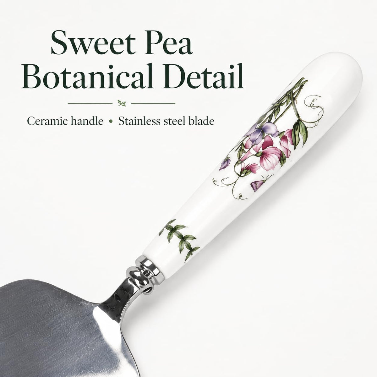 Portmeirion Botanic Garden Cake Server, Stainless Steel Blade, Multicolor Porcelain
