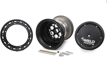 Weld Racing Wheel, 42 Spline Magnum, 15 x 17 in, 7.000 in Backspace, 42 Spline, Bead Lock, Cover Included, Aluminum, Black Anodize, Each