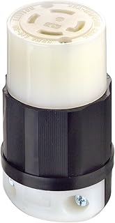 Leviton 30 Amp, 125/250 Volt, NEMA L14-30R, 3P, 4W, Locking Connector, Industrial Grade, Grounding, 2713, Black-White