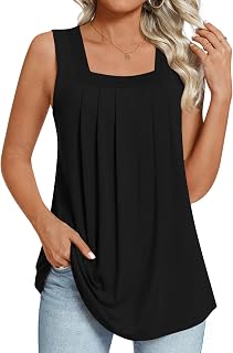 Womens Tank Tops Summer Sleeveless Tunic Square Neck S-4XL