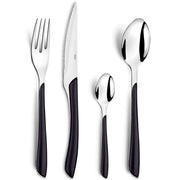 16-Piece Eclat Black Flatware Set by Amefa – Stainless Steel, Silver, Model 2214AAWB12C40