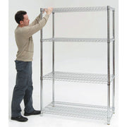 Heavy Duty Wire Shelving with 1 1/2" Post - 36" L x 18" W x 63" H by HUBERT – Onesize, Alloy Steel, Silver, Model T1836K-63