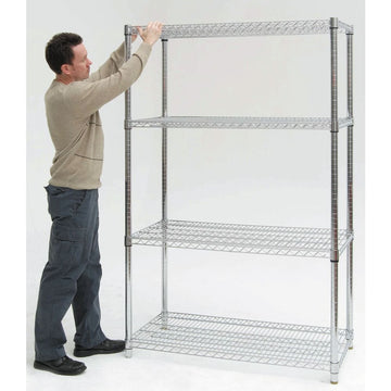 Heavy Duty Wire Shelving with 1 1/2" Post - 36" L x 18" W x 63" H by HUBERT – Onesize, Alloy Steel, Silver, Model T1836K-63