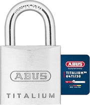 ABUS 64TI/30 30mm Titalium Padlock | Special aluminium lock body, paracentric key profile, double shackle lock - 30 mm width, 53 g, incl. 2 keys