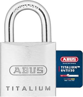 ABUS 64TI/30 30mm Titalium Padlock | Special aluminium lock body, paracentric key profile, double shackle lock - 30 mm width, 53 g, incl. 2 keys
