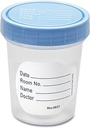 Medline Basic Specimen Containers, Sterile, Latex-Free, Polypropylene, 4.5-oz Capacity (Pack of 100)