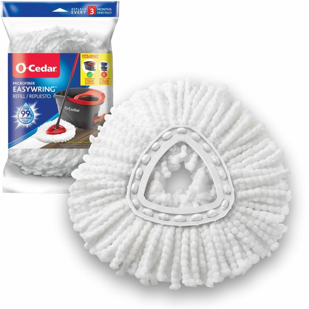 EasyWring Spin Mop Head Replacement : Machine Washable Microfiber Refill (1-Pack) by O-Cedar – White, Model 1576685